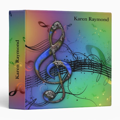 Modern Elegant Music Note 3 Ring Binder