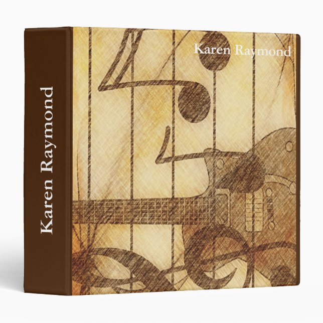 Modern Elegant Music Note 3 Ring Binder (Front/Spine)