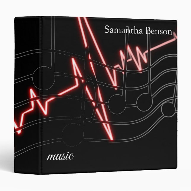 Modern Elegant Musical Notes 3 Ring Binder (Front/Spine)