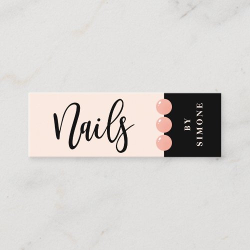 Modern elegant nail polish drops blush pink nails mini business card