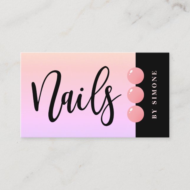 Modern elegant nail polish drops pastel pink nails business card (Front)