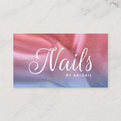 Modern Elegant Nails By Name Blue  Rose Satin Business Card
