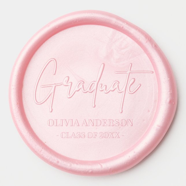 Modern Elegant Name Class Graduate Graduation Wax Seal Sticker (Front)