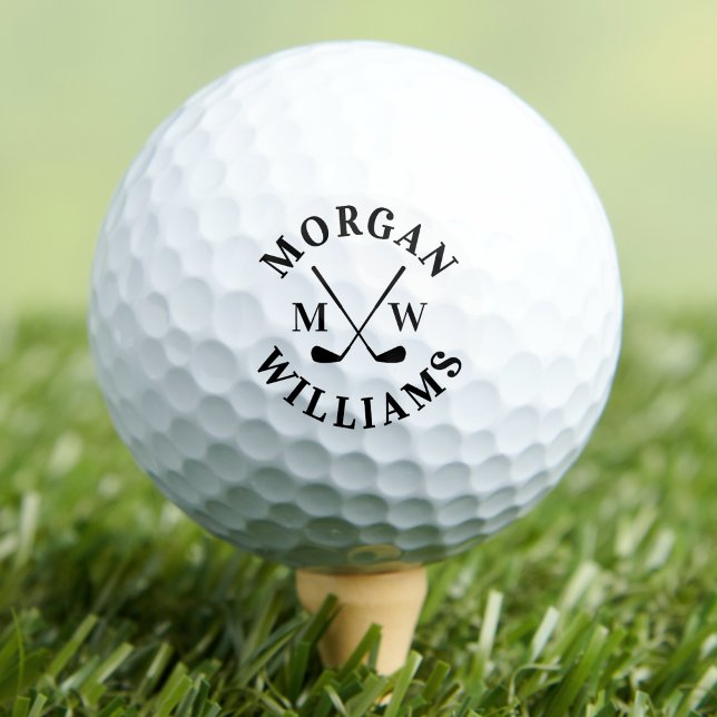 Modern Elegant Name Initial Monogrammed Golf Balls (Modern Elegant Name Initial Monogrammed Golf Balls)