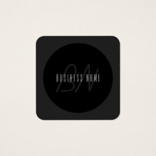 Modern Elegant Name & Monogram Dark Grey & Black