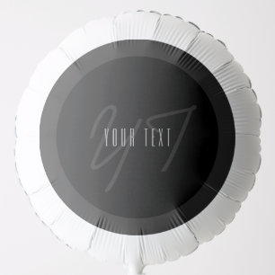 Modern Elegant Name & Monogram Dark Grey & Black Balloon