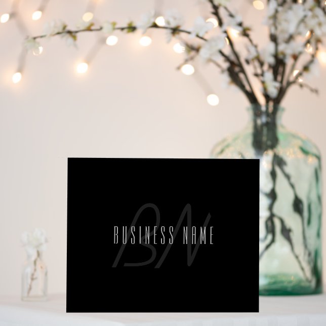 Modern Elegant Name & Monogram | Dark Grey & Black Foam Board (In Situ (Wedding))