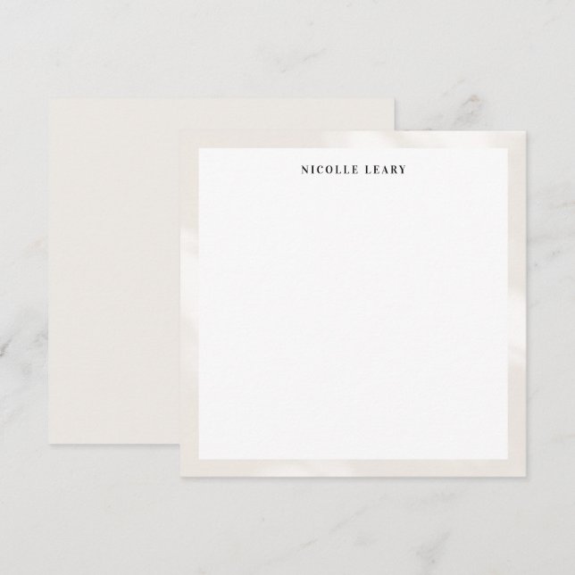 Modern Elegant Name Monogram Dusty Biege Gradient Note Card (Front/Back)