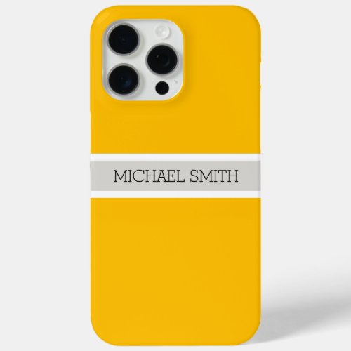 Modern Elegant Name Plain Amber Background iPhone 15 Pro Max Case