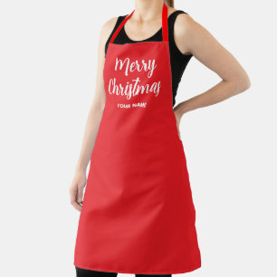 Modern Elegant Name Template Large Merry Christmas Apron