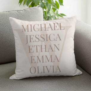 Modern Elegant Names Personalized Family Monogram Throw Pillow