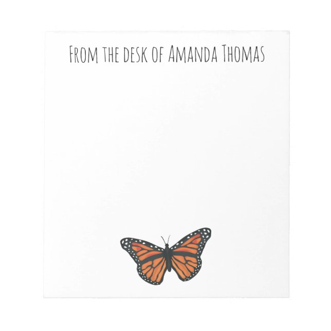 Modern Elegant Nature Simple Monarch Butterflies Notepad (Front)