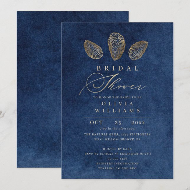 Modern & Elegant Nautical Bridal Shower Invitation (Front/Back)