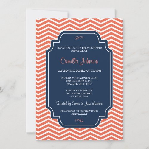 Modern Elegant Nautical Chevron Bridal Shower Invites