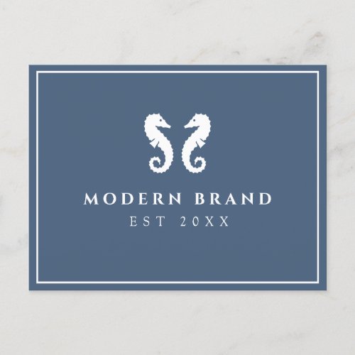 Modern Elegant Nautical Seahorse Coastal Brand  Postcard