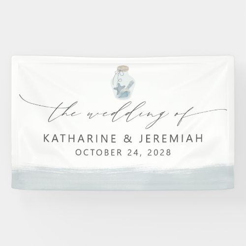 Modern Elegant Nautical Seashell Script Wedding Banner