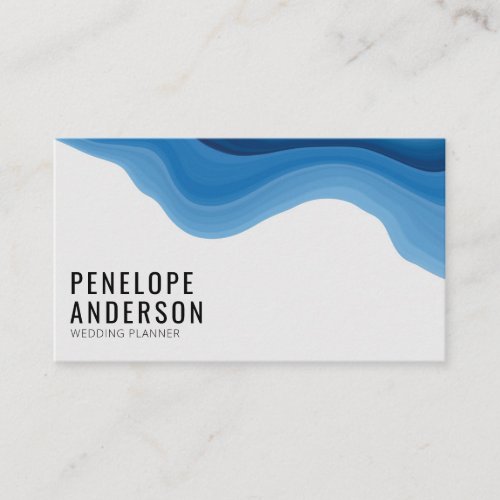 Modern Elegant Navy Blue Abstract Wavy Lines   Business Card