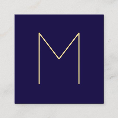 Modern Elegant Navy Blue and Gold Monogram Square Business Card