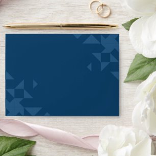 Modern Elegant Navy Blue Geometric Wedding Envelope