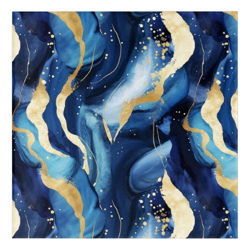 Modern elegant navy blue gold marble pattern Chic Acrylic Print