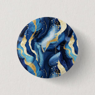 Modern elegant navy blue gold marble pattern Chic Button