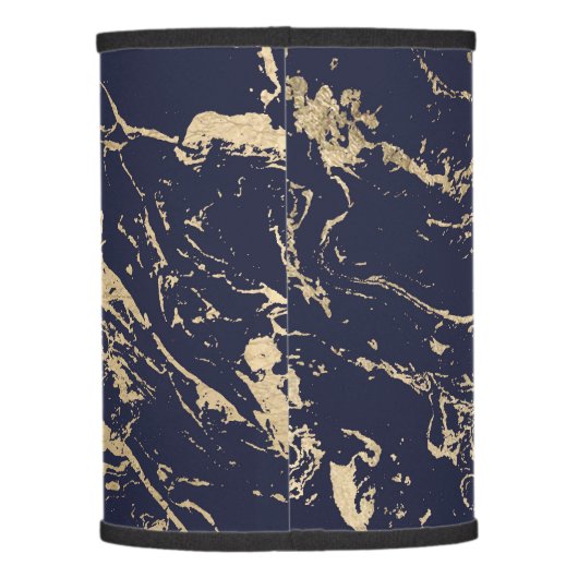 Modern elegant navy blue gold marble pattern lamp shade (Back)