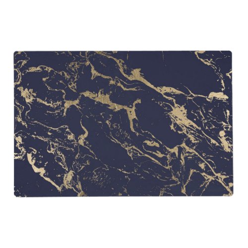 Modern elegant navy blue gold marble pattern placemat