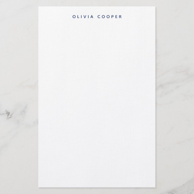 Modern Elegant Navy Blue Personal Stationery  (Front)