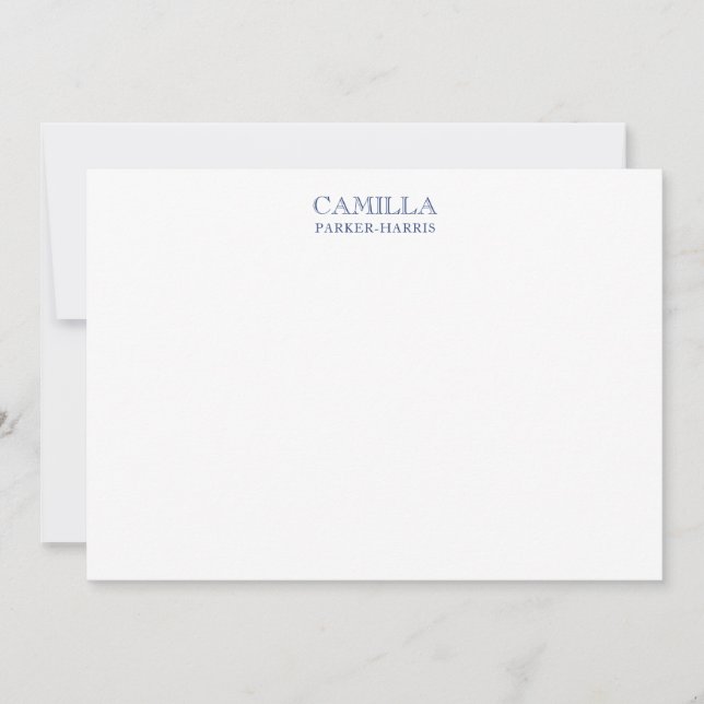 Modern Elegant Navy Blue Personal Stationery Note Card (Front)