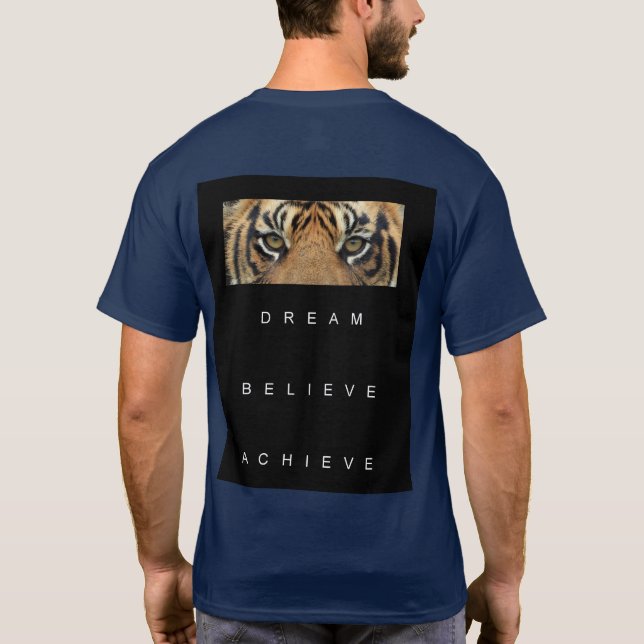 Modern Elegant Navy Blue Tiger Motivational T-Shirt (Back)