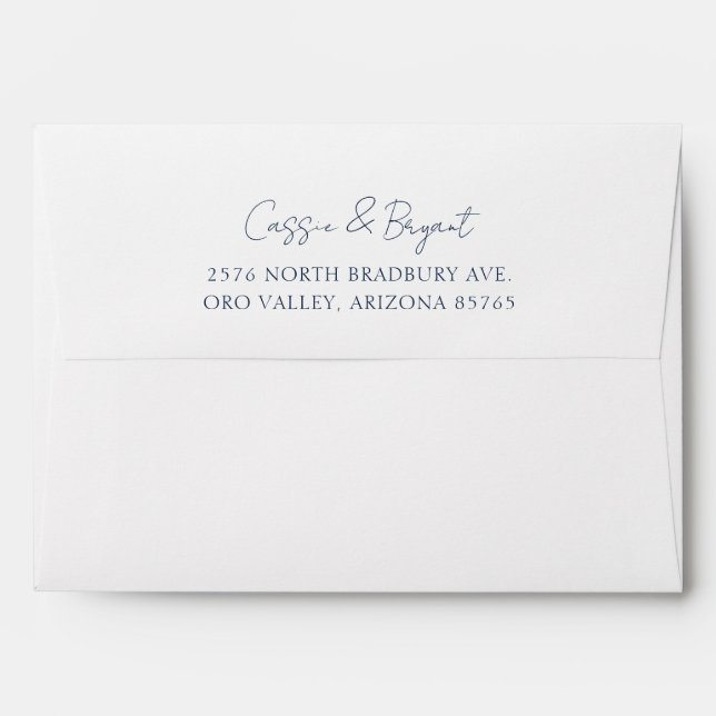 Modern Elegant Navy Blue Wedding Invitation Envelope (Back (Top Flap))