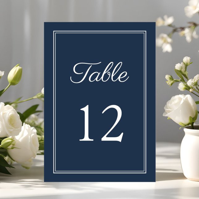 Modern Elegant Navy Blue Wedding Table Number (Modern Elegant Navy Blue Wedding Table Number)