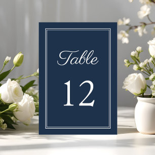 Modern Elegant Navy Blue Wedding Table Number