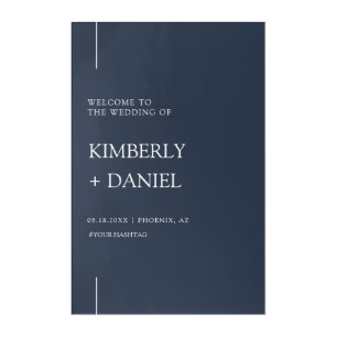 Modern Elegant Navy Blue Welcome Wedding Sign Acrylic Print