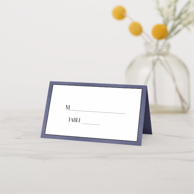 Modern Elegant Navy Blue White Place Cards (Front)