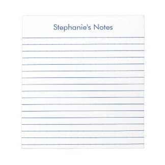 Modern Elegant Navy Lined Personalized Notepad