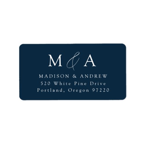 Modern Elegant Navy Monogram Return Address Label