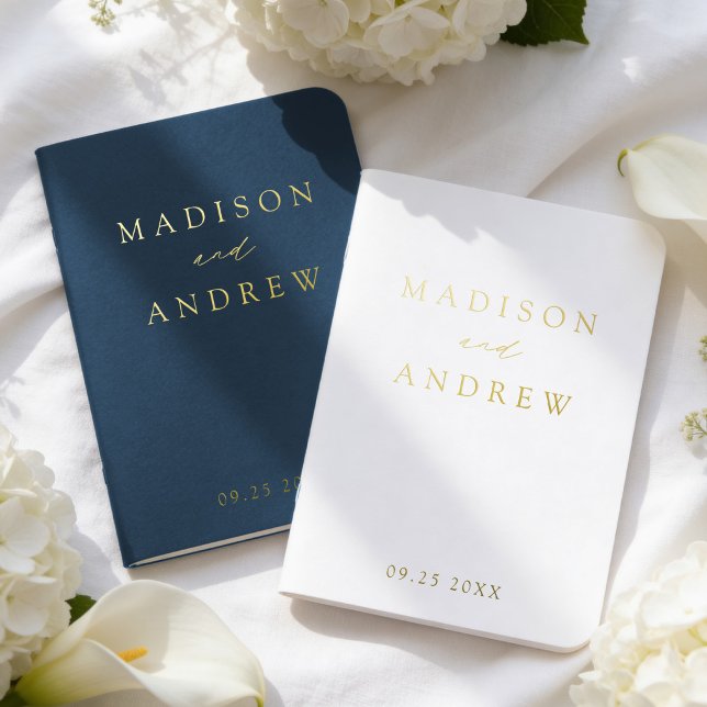 Modern Elegant Navy Wedding Foil Vow Books (Creator Uploaded)