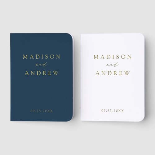 Modern Elegant Navy Wedding Foil Vow Books