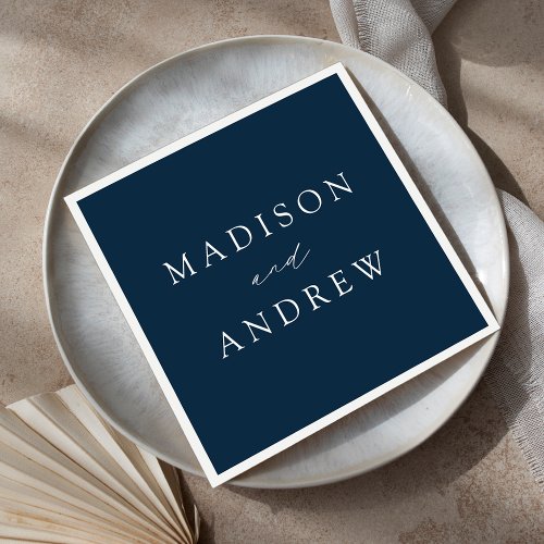 Modern Elegant Navy Wedding Napkins