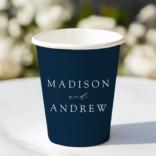Modern Elegant Navy Wedding Paper Cups (Creator Uploaded)