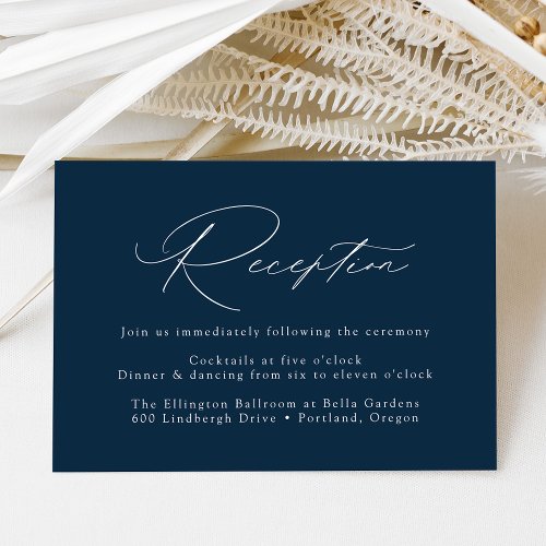 Modern Elegant Navy Wedding Reception Enclosure Card