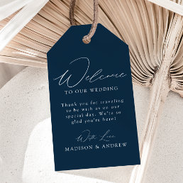 Modern Elegant Navy Wedding Welcome Gift Tags