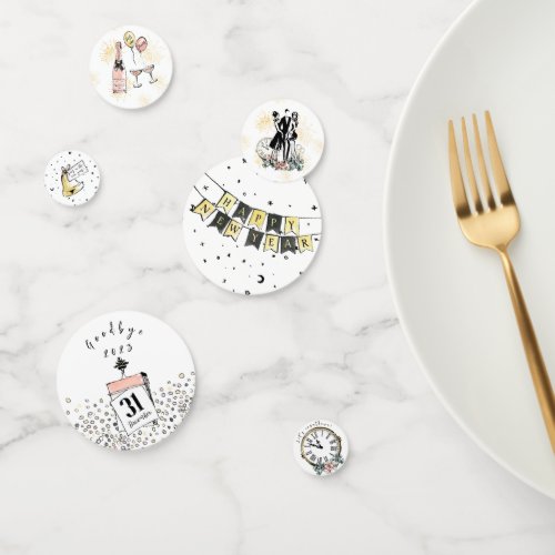 Modern Elegant New Years Eve Party Table Confetti