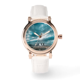 Modern Elegant Newly Wed Wedding Photo Anniversary Watch