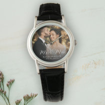 Modern Elegant Newly Wed Wedding Photo Anniversary Watch