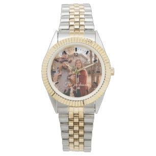 Modern Elegant Newly Wed Wedding Photo Anniversary Watch