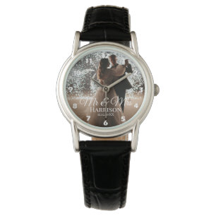 Modern Elegant Newly Wed Wedding Photo Anniversary Watch