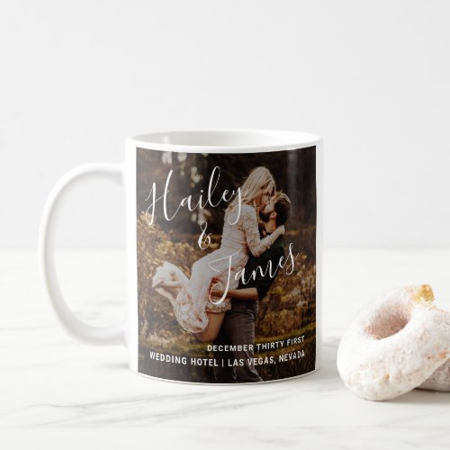 Modern Elegant Newlywed Photo Coffee Mug