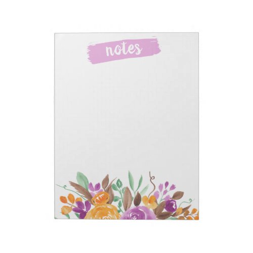 Modern elegant notes fall purple floral watercolor